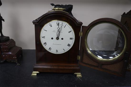 James Warren Jnr of Canterbury. A George III mahogany bracket clock, W. 12.5in. D. 7in. H.16in.